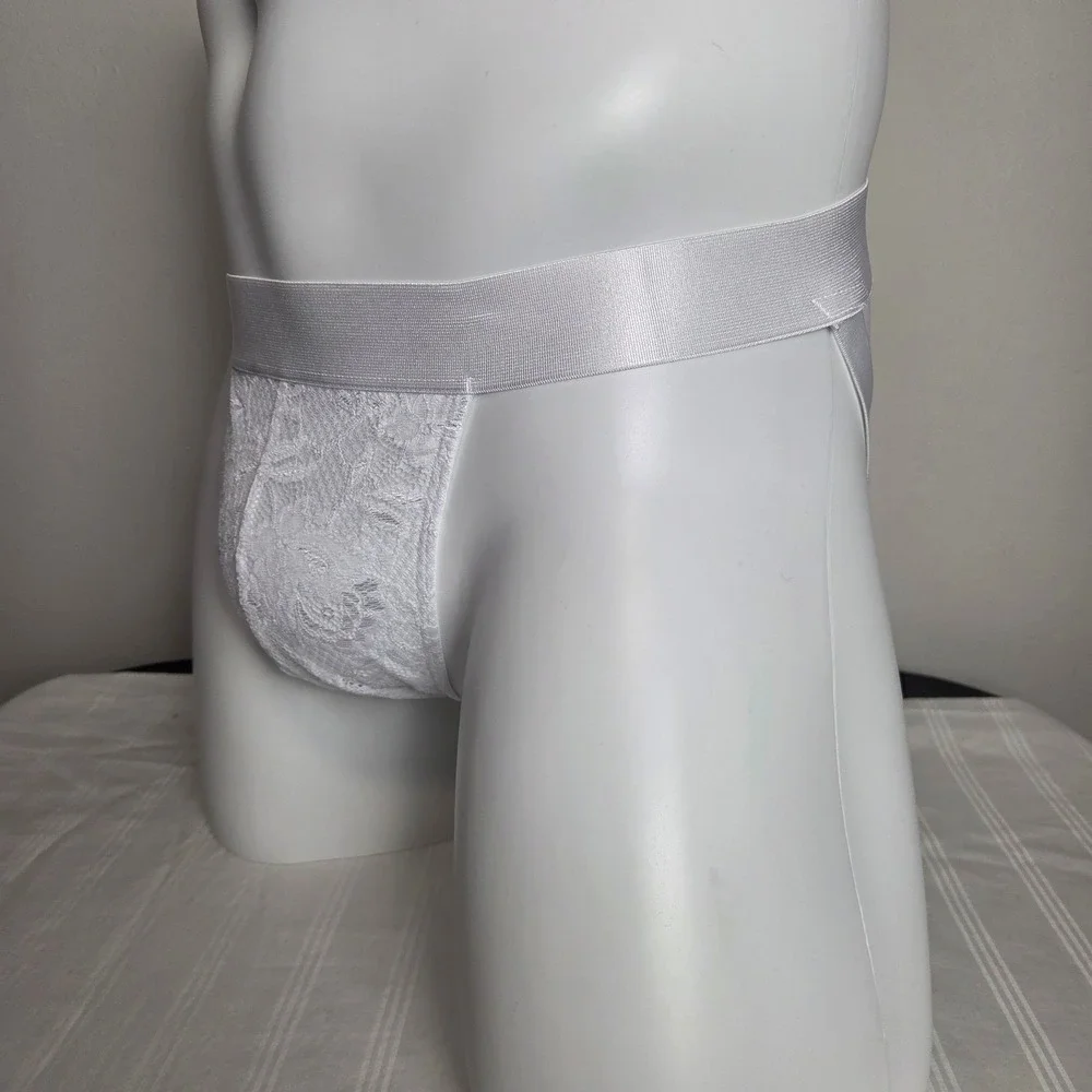 Cosabella Never Say Never Men White Floral Lace Jockstrap Underwear